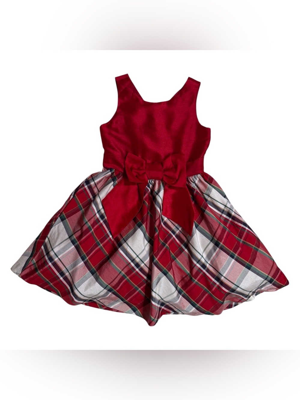 Gymboree Holiday/party/Celebration sleeveless red plaid dress girls size 6 EUC